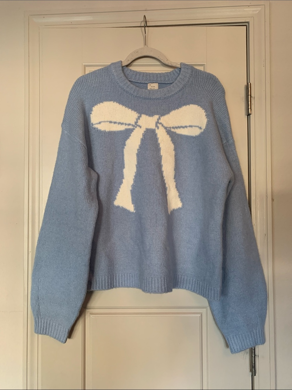 NWT A New Day Light Blue Bow Knit Sweater Large